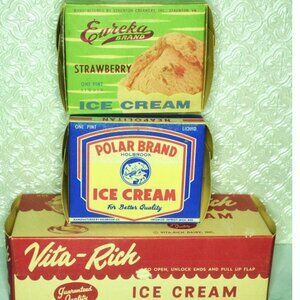 3 Vintage Empty Ice Cream Boxes For Kitchen Display And Collecting